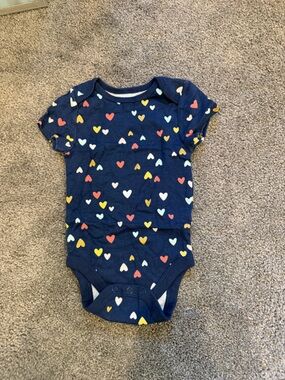 jumping beans Navy One-Piece Bodysuit with Multi-Color Hearts